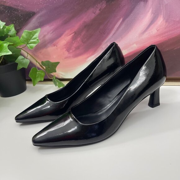 Steve Madden Womens Pointed Toe Kitten Heel Pumps in Black Patent 8.5 - Picture 3 of 11